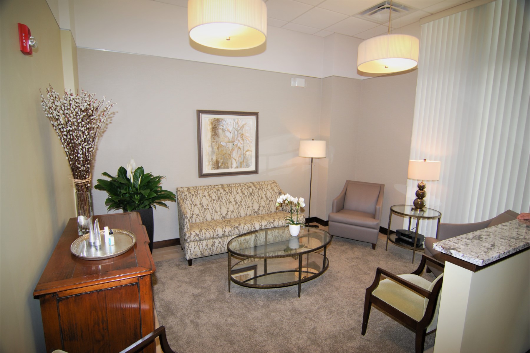 Bartlett Plastic Surgery – OBS in Brookline, MA. Reception Area, designed by Hardaway Sziabowski Architects.