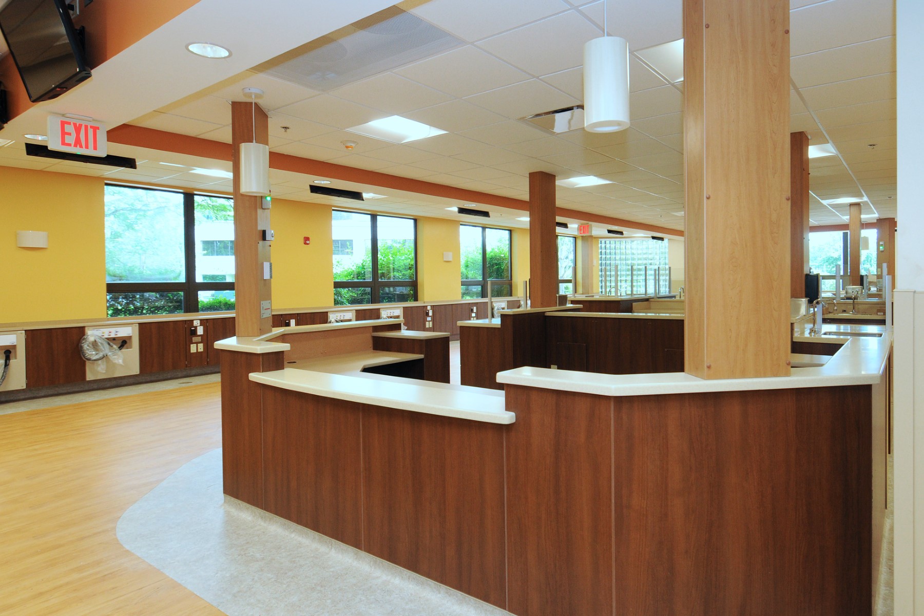 Fresenius Nashua in Nashua, NH. Reception Area, designed by Hardaway Sziabowski Architects.