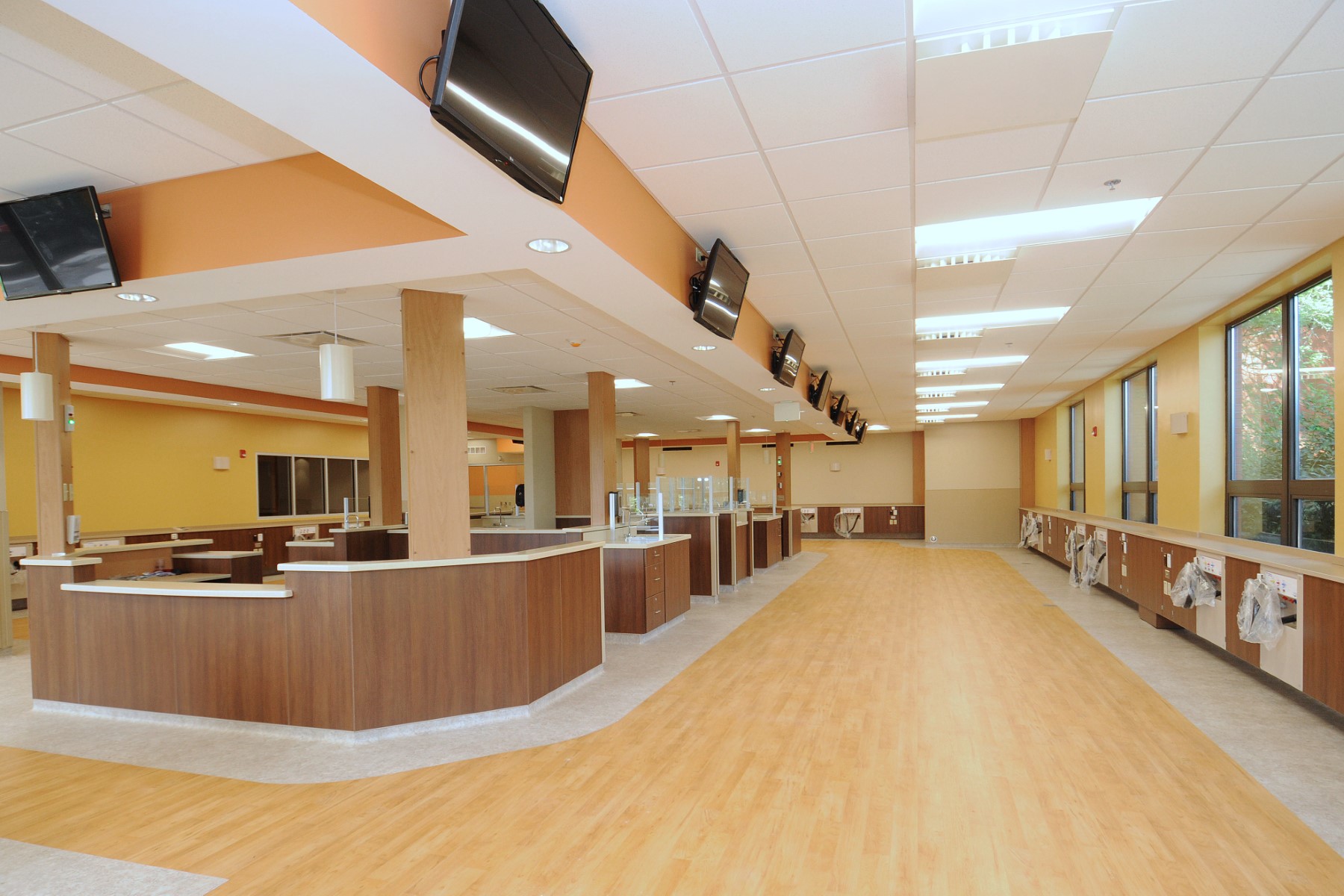 Fresenius Nashua in Nashua, NH. Reception Area, designed by Hardaway Sziabowski Architects.