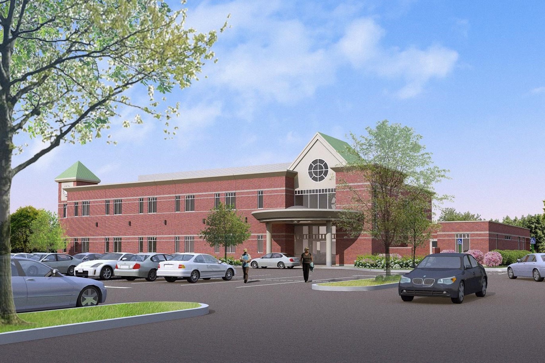 Harrington Hospital Medical Office Building in Charlton, MA. Building Exterior, designed by Hardaway Sziabowski Architects.